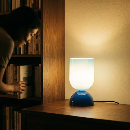 Vista 7 de Lámpara de mesa de cristal moderna de 8.9 pulgadas para sala de estar, lámparas de escritorio regulables para dormitorio, lámpara de mesita de noche