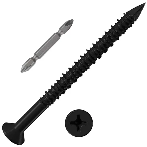Vista 21 de Wensilon 49 piezas) Kit de ancla de tornillo para hormigón de 1/4" con cabeza plana azul para anclar a mampostería, bloque o ladrillo estuco