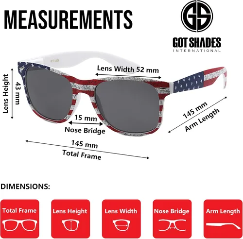 Vista 6 de Paquete de 10 lentes de sol a granel con protección UV para Bandera Americana Humo