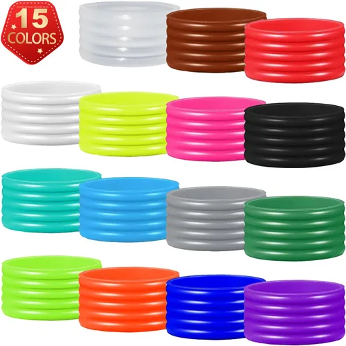 Vista 2 de 15 colores disponibles Buena elasticidad 8-45 piezas de raqueta de tenis/paletas de pickleball/squash anillo de silicona raqueta agarre bandas