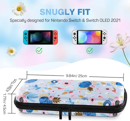 Vista 2 de MoKo Funda de transporte para Nintendo Switch modelo OLED Nintendo Switch, carcasa rígida portátil de viaje con 10 ranuras para tarjetas de juego