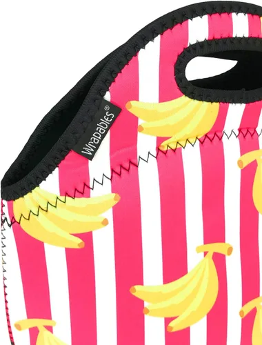 Vista 5 de allydrew Bolsa de almuerzo de neopreno aislada con cremallera para lonchera, plátanos y rayas