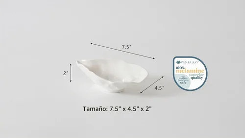 Vista 8 de Pampa Bay Cuenco pequeño de ostras, olas, cocina, regalo Blanco