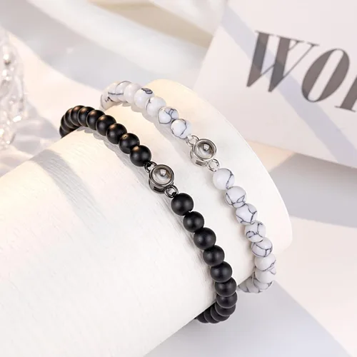 Vista 7 de UNGENT THEM Pulseras con texto en inglés "I Love You" en 100 idiomas para parejas, regalos para mis hombres, novio, novia, marido, mi amor, alma