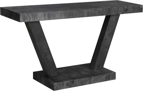 Vista 7 de Henf Mesa consola de 60 pulgadas moderna de madera para sofá de entrada detrás del sofá con base de soporte triangular para pasillo, entrada, sala