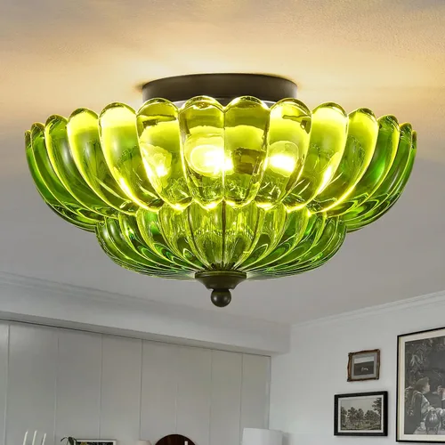 Vista 7 de Lámpara de techo semiempotrada, accesorio de lámpara de techo de vidrio ámbar, lámpara moderna negra de 3 bombillas cerca del techo, luces de techo