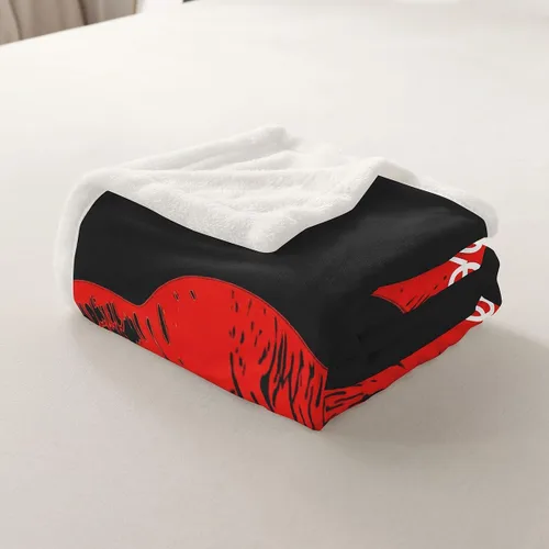 Vista 5 de Manta de sherpa sexy de labios rojos, manta de felpa para parejas, enamorados, hombres y mujeres, con citas divertidas, manta de forro polar