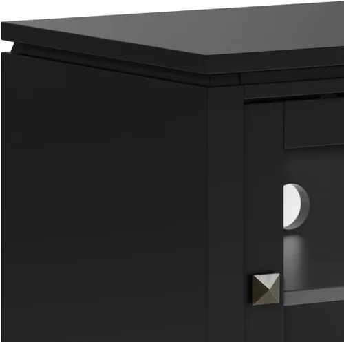 Vista 5 de Soporte Cosmopolitan de SIMPLIHOME de madera maciza negra de 48 pulgadas para televisores de hasta 50 pulgadas de ancho