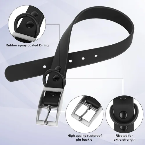 Vista 3 de Wisedog Collar de perro impermeable: ajuste múltiple de 7 a 23.6 pulgadas, correa recubierta de goma suave, fácil de limpiar, para perros pequeños