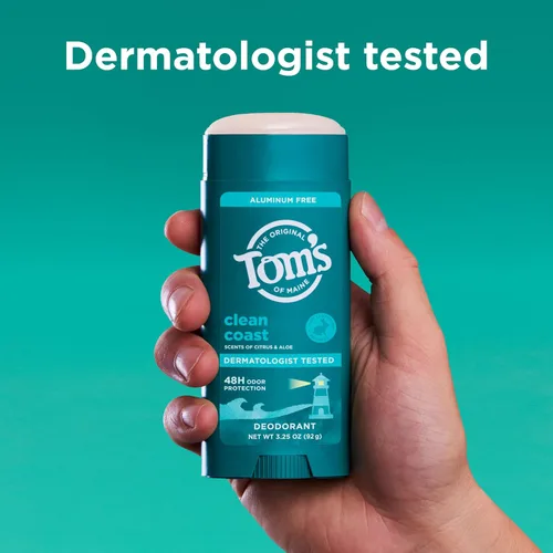 Vista 5 de Tom's of Maine Clean Coast - Desodorante natural para hombres y mujeres, sin aluminio, sin fragancias, tintes ni conservantes artificiales, sin