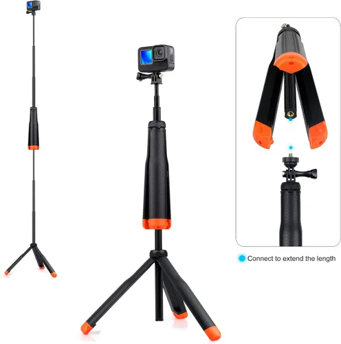 Vista 3 de GEPULY Palo de selfie impermeable de 9'' a 27'' pulgadas, agarre flotante de mano para GoPro Hero 13 12 11 10 9 8 7 6 5 4 3 Fusion, Max, la mayoría