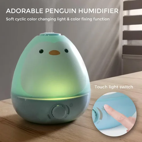 Vista 6 de Earnest Living Humidificador de niebla fría 3 en 1 para bebé con difusor de aceite esencial + luz nocturna, humidificador sin bisfenol A sin