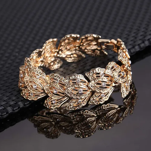 Vista 7 de MOOCHI - Juego de collar y aretes con cadena de cristal chapados en oro y plata para mujer africana india