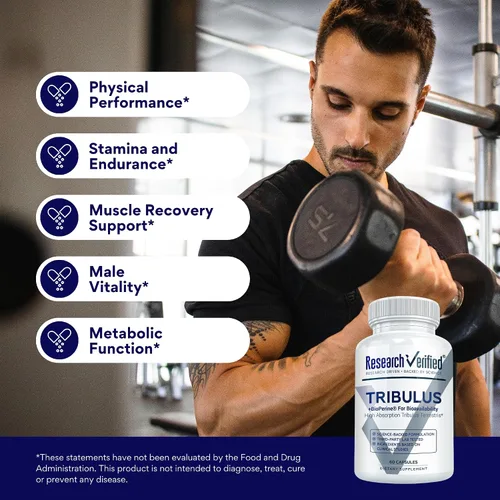 Vista 4 de Research Verified® Tribulus Terrestris - 1500mg- 95% Furostanol Saponinas, 5% Bioperine® - 60 Cápsulas - 1 Botella