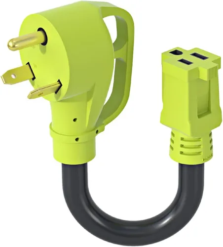 Vista 9 de Cable adaptador de enchufe RV de 15 amperios a 30 amperios de 110 voltios, NEMA 5-15P macho a L5-30R Twist Lock hembra, Heavy Duty STW calibre 10
