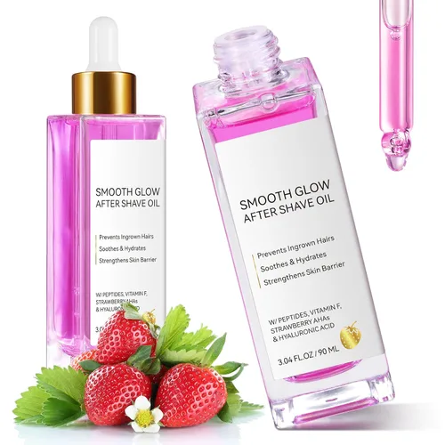 Vista 9 de Aceite para después del afeitado para mujeres para una piel suave, aceite de afeitar de fresa con péptidos y ácido hialurónico, prevención de golpes