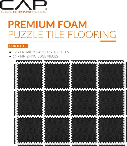Vista 2 de CAP Puzzle Exercise Mats 1/2” Thick EVA Interlocking Foam Tiles for Home Gym Flooring Multiple Options