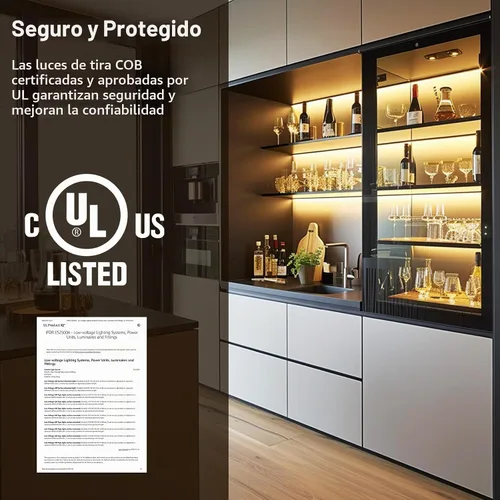 Vista 3 de EMITEVER Tira de luces LED Blanco cálido 3000K 16.4 pies, 24V CC COB Regulable Cinta de luces con controlador RF, adaptador de corriente de alta