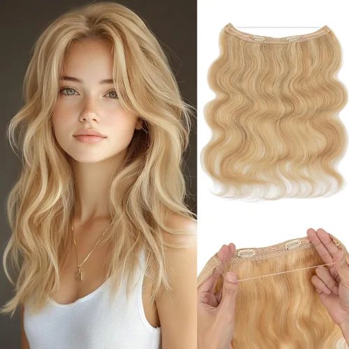 Vista 42 de Extensiones de cabello humano real, extensiones de cabello humano 100 % humano, extensiones de clip, ondulado, negro azabache 01, 2.46 oz/18 pulgadas