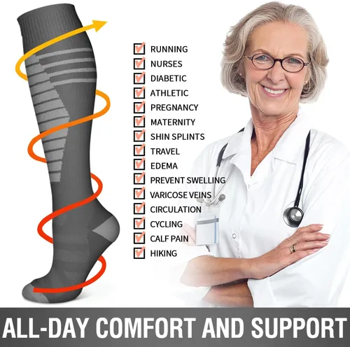 Vista 19 de Bluemaple 6 Pack Copper Compression Socks for Women and Men Circulation-Best Support for Medical, Running,Nursing,Athletic
