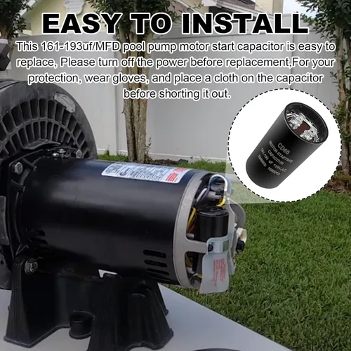 Vista 6 de Condensador de arranque de motor de bomba de piscina 50/60Hz para Hayward Super Pump. Bombas Max Flo 0.75 HP, 1.0 HP, 1.5 HP. Utilizado en motores
