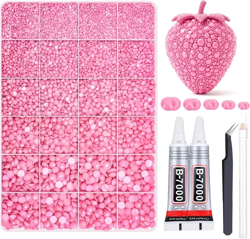 Vista 25 de 27000PCs Resin Rhinestones Kit, 2-6mm Crystal Diamond Gems with Picker Pencil, Tweezer & 2 Glue Bottles, Flatback Rhinestone Set for Diamond