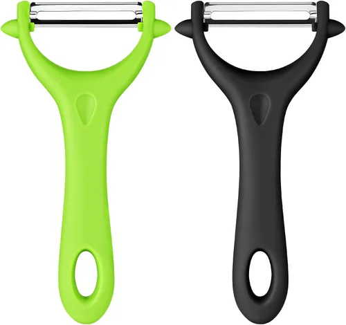 Vista 11 de AUAUY Juego de 2 peladores de patatas, juego de pelador giratorio de verduras en forma de Y e I, pelador de frutas para cocina, pelador de agarre