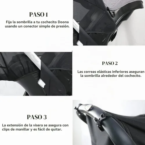 Vista 7 de DOONA - Parasol 2 en 1 para cochecito de bebé y asiento de automóvil, extensión de protección UV, cubierta solar, toldo de cobertura completa