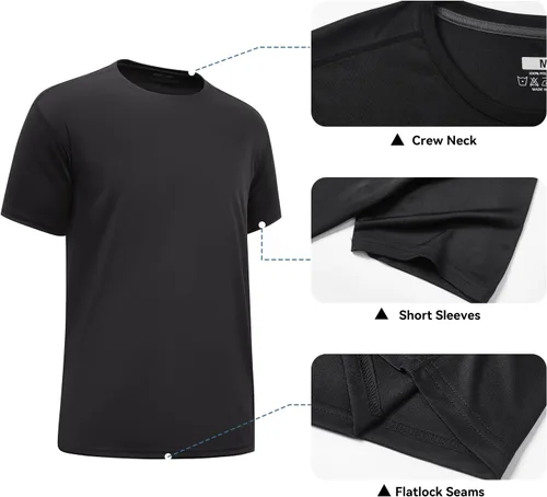 Vista 4 de Camisetas para hombre, paquete de 5 camisetas de manga corta4 unidades de manga larga, camisetas de entrenamiento para gimnasio, atletismo, correr