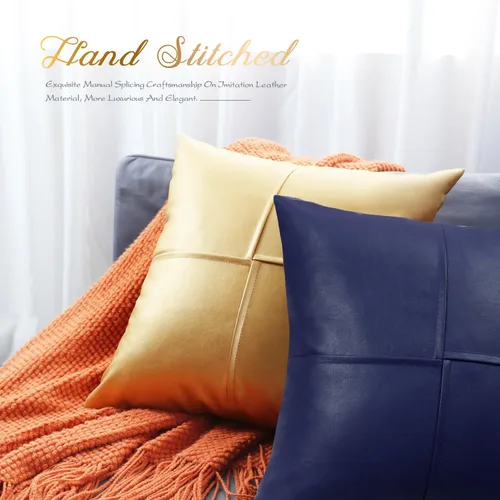 Vista 74 de BRAWARM Fundas de Almohada Decorativas de Cuero Sintético 12 X 20 Pulgadas, Fundas de Almohada Lumbar de Cuero Naranja Paquete de 2, Almohadas