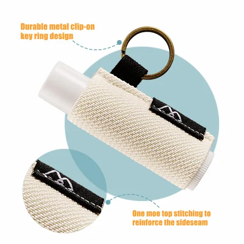 Vista 3 de WK IEASON - Llavero con Soporte para Bálsamo Labial, Clip para Funda de Lápiz Labial, Funda para Chapstick, Llavero, 3 piezas Negro, Mediana
