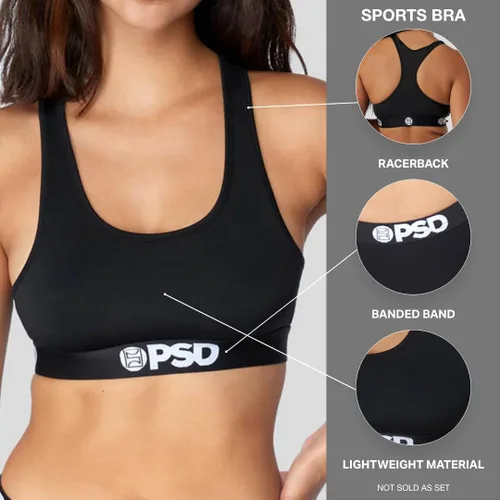 Vista 6 de PSD Hey Arnold - Brasier deportivo para mujer, con espalda cruzada, con tela de microfibra transpirable