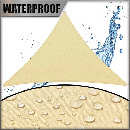 Vista 2 de Amgo Toldo Vela Triangular Beige de 4' x 4' x 4' Tamaño Personalizado Impermeable Protector Solar Pedido para Hacer UPF50+ AMTADT16 Toldo Parasol