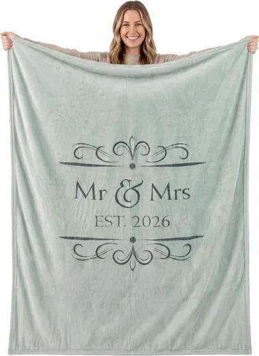Vista 7 de 1i4 Group Manta Mr & Mrs 2026, regalo de boda, azul