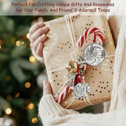 Vista 5 de Adornos navideños, 2024 Adorno de árbol de Navidad de peltre sólido hecho a mano de metal para colgar, artesanía DIY, coleccionables para árboles