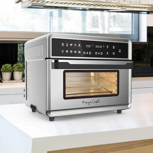 Vista 13 de Megachef Horno electrónico multifunción de 360 grados con tecnología de aire caliente, cromo plateado, capacidad de 25 litros