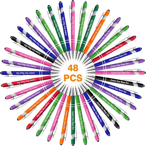 Vista 78 de 12 unidades de bolígrafos personalizados a granel con nombre grabado gratis, bolígrafos de bola personalizados con lápiz óptico, mensaje de texto