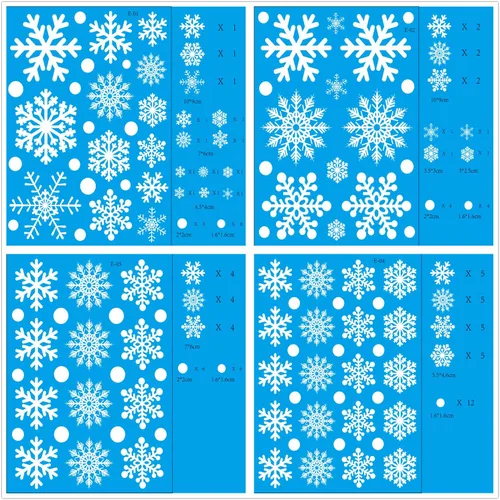 Vista 2 de Q-BABY 200 calcomanías estáticas de copos de nieve para decoración de ventanas de Navidad, 200