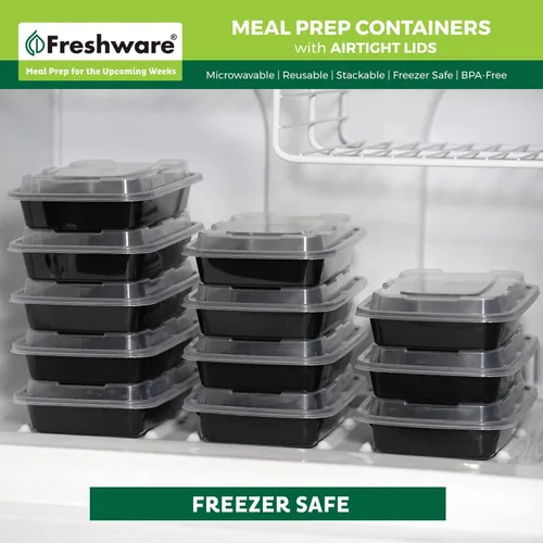 Vista 8 de Freshware Contenedores de preparación de comidas [paquete de 150] 1 compartimento con tapas, contenedores de almacenamiento de alimentos, caja