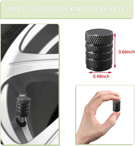 Vista 2 de Ziciner 5 piezas de tapas de vástago de válvula de neumático para automóvil, cubiertas de vástago de rueda de aluminio anodizado, tapas de aire