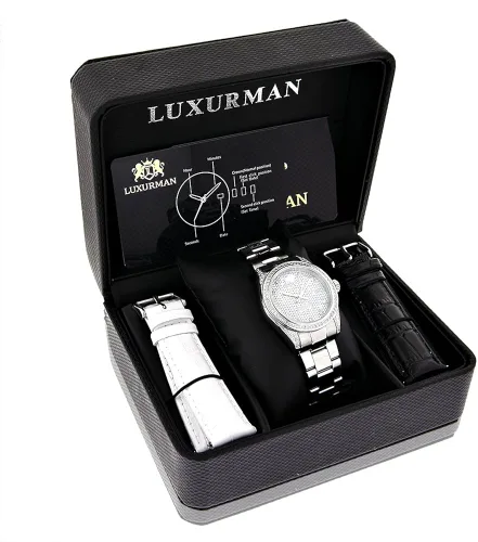 Vista 4 de LUXURMAN Iced Out - Reloj de diamante Tribeca para mujer, 1.5 ct