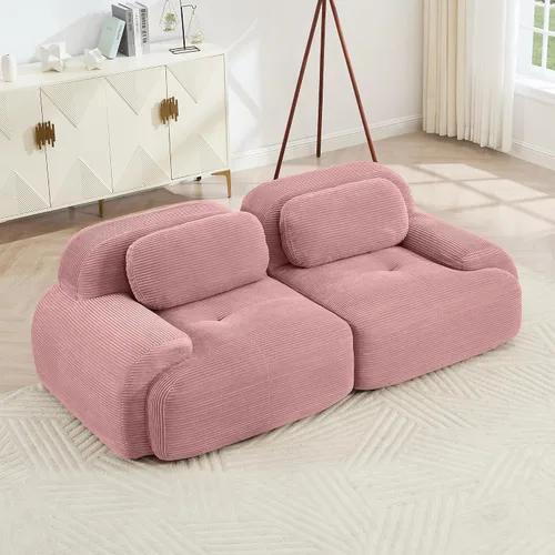 Vista 75 de Sofá sin hueso de 82 pulgadas, cómodo sofá cama de dos plazas, sofá comprimido con asiento profundo, sofá nube de pana para sala de estar