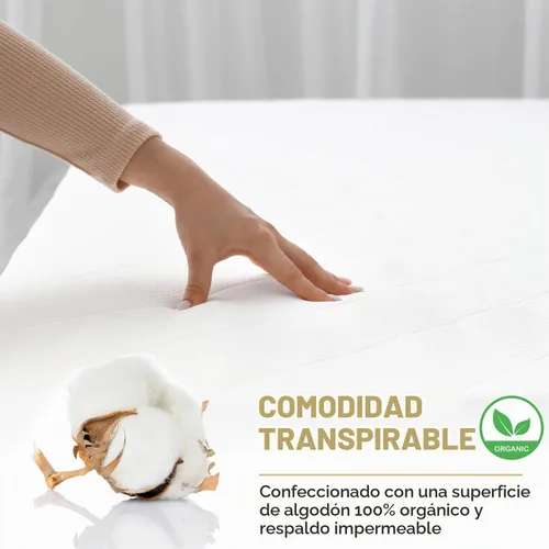Vista 4 de MATTSHIELD - Juego máximo de 3 piezas – Protector de colchón impermeable de rizo de algodón orgánico individual + 2 protectores de almohada