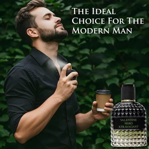 Vista 5 de Valentine Nero Xtravagant para Hombre - Fragancia Oriental Fougere - Notas Superiores de Bergamota Calabresa y Acorde de Café Espresso - Fragancias
