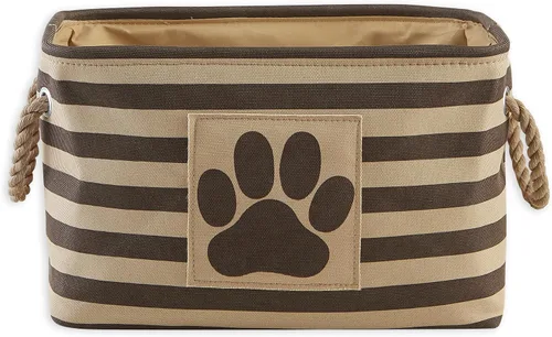 Vista 69 de Bone Dry - Cesta de almacenamiento para mascotas, diseño de parche de pata rayado, aguamarina, rectángulo pequeño