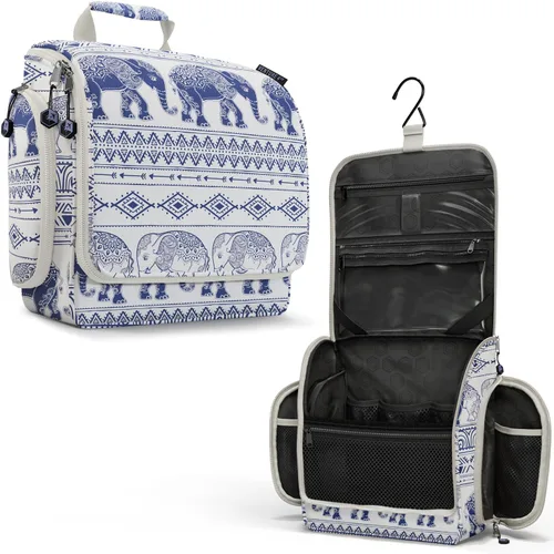 Vista 12 de VENTURE 4TH Neceser de viaje colgante para mujeres y hombres - Organizador grande de artículos de tocador con 18 compartimentos, bolsa extraíble
