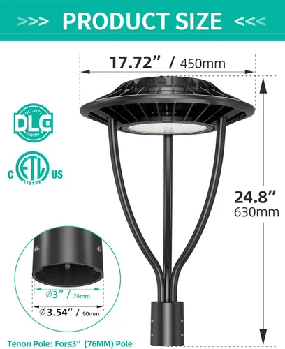 Vista 5 de Luz LED para poste superior, ETL DLC, 60 W, 48 W, 36 W, ajustable, 3CCT, luces de poste ajustables para exteriores con fotocélula IP65, impermeable