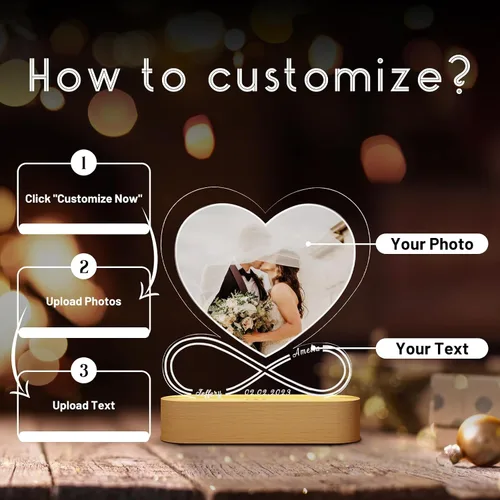 Vista 2 de LUCKOR Regalos personalizados que llegan antes del día de San Valentín, regalos de San Valentín para él y ella, marco de fotos personalizado