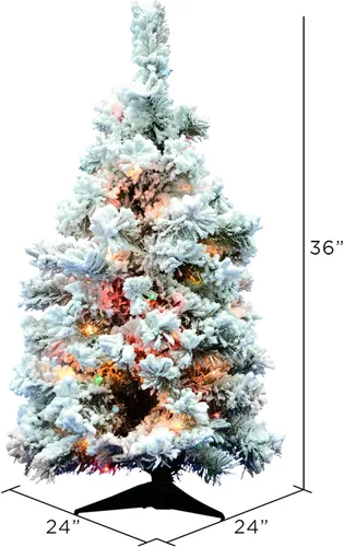 Vista 3 de Vickerman - Árbol de Navidad artificial de pino de Alaska de 36 pulgadas, con efecto nevado. Verde