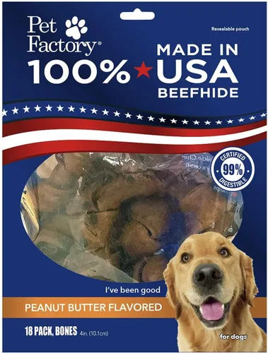 Vista 15 de Pet Factory Golosinas masticables para perros, 100% fabricadas en Estados Unidos, huesos anudados de 4 pulgadas, sabor a pollo, 18 unidades/1 paquete
